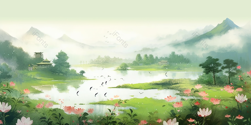 古风山水场景背景,插画/手绘图,插画/手绘图库,插画/手绘图下载,插画/手绘